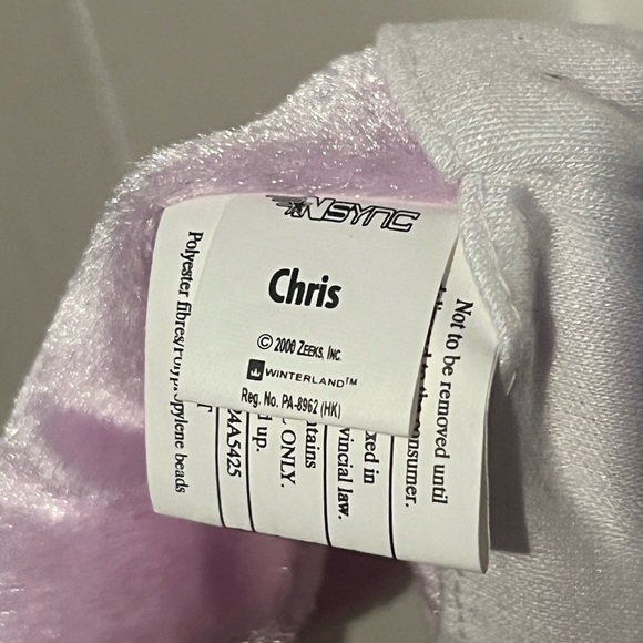 2000 Zeeks Nsync "Chris" Pop Star Boy Band Collectible Plush Pink Bear NWT - Picture 8 of 11